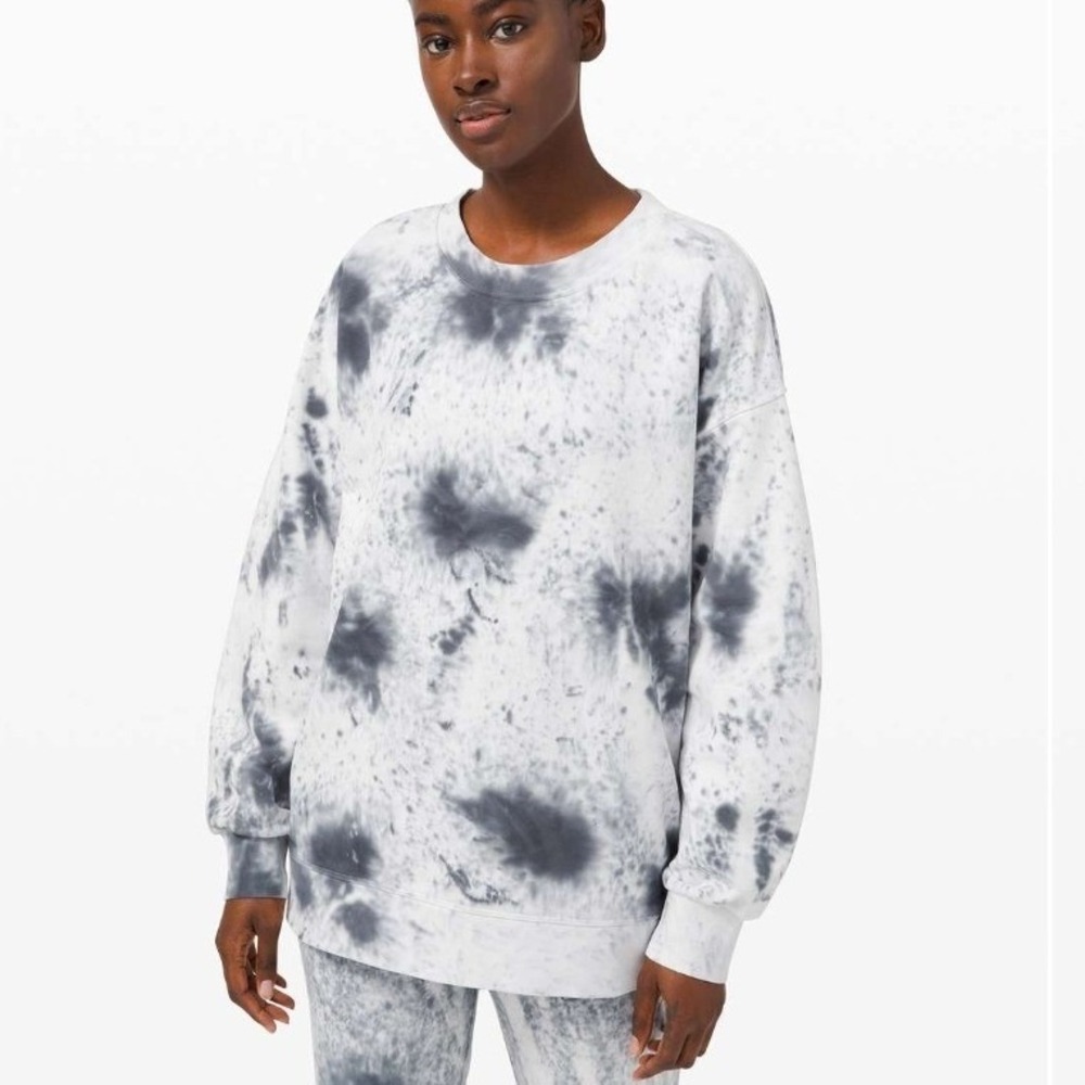 Lululemon Womens 12 Perfectly Oversized Crew Sweatshirt Tie Dye Marble Terry